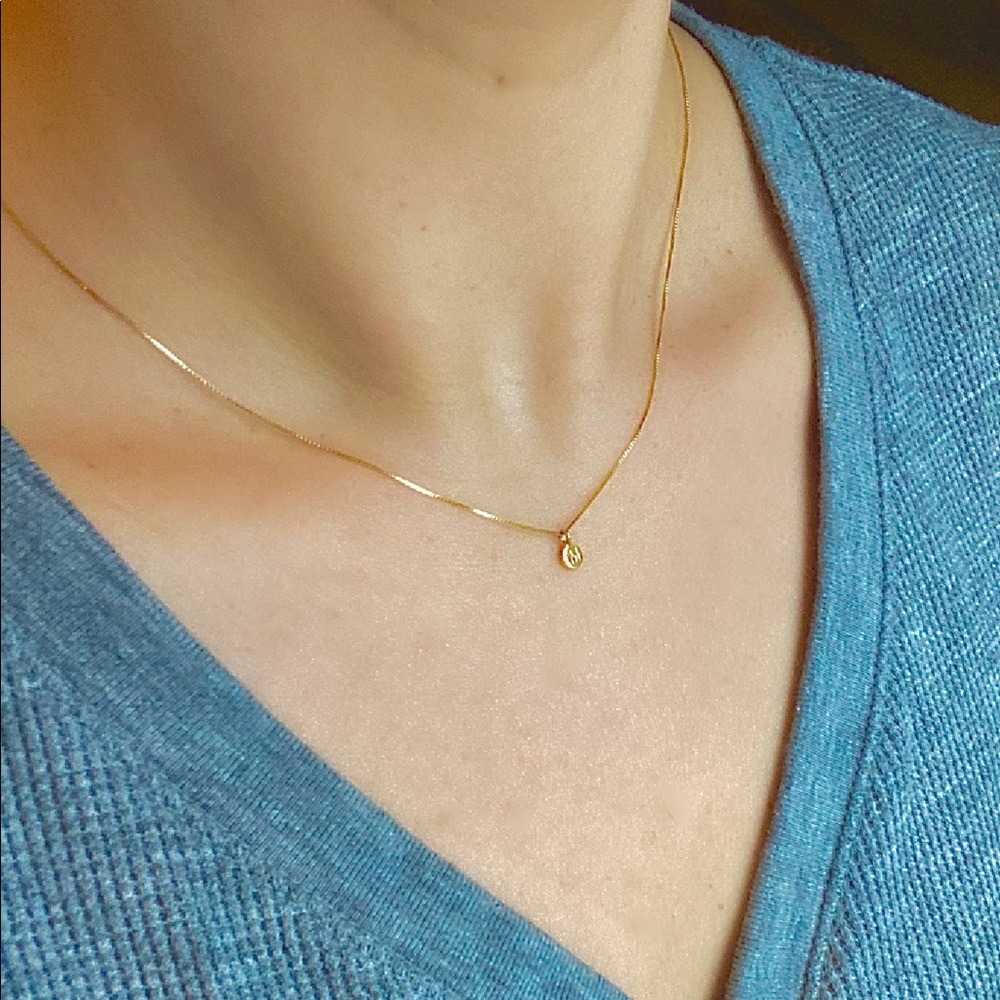 TINY 14K Gold Necklace with reversible “M” charm